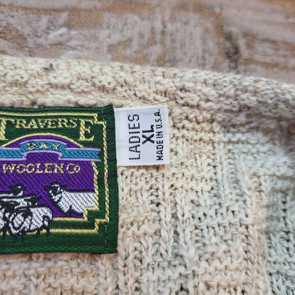 Traverse Bay Woolen Co Womens XL Light Brown Cardigan Embroidered - Picture 4 of 9